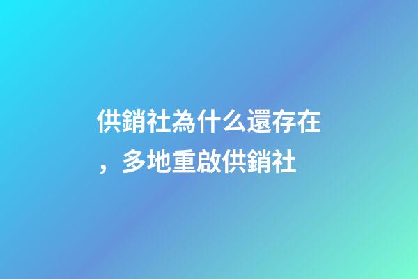 供銷社為什么還存在，多地重啟供銷社-第1張-觀點-玄機派