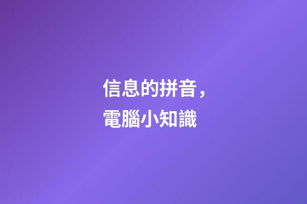 信息的拼音，電腦小知識(一)-第1張-觀點-玄機派