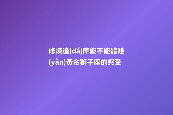修煉達(dá)摩能不能體驗(yàn)黃金獅子座的感受