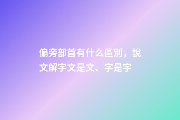 偏旁部首有什么區別，說文解字文是文、字是字-第1張-觀點-玄機派
