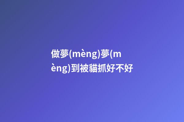 做夢(mèng)夢(mèng)到被貓抓好不好
