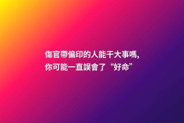 傷官帶偏印的人能干大事嗎,你可能一直誤會了“好命”-第1張-觀點-玄機派
