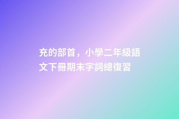 充的部首，小學二年級語文下冊期末字詞總復習(易錯字詞.多音字)-第1張-觀點-玄機派