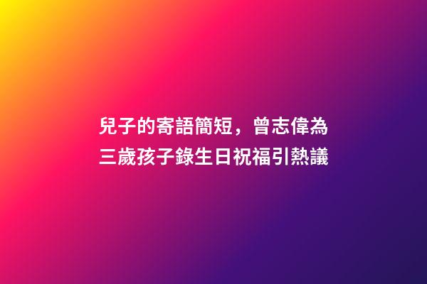 兒子的寄語簡短，曾志偉為三歲孩子錄生日祝福引熱議-第1張-觀點-玄機派