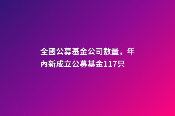 全國公募基金公司數量，年內新成立公募基金117只-第1張-觀點-玄機派