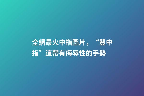 全網最火中指圖片，“豎中指”這帶有侮辱性的手勢-第1張-觀點-玄機派