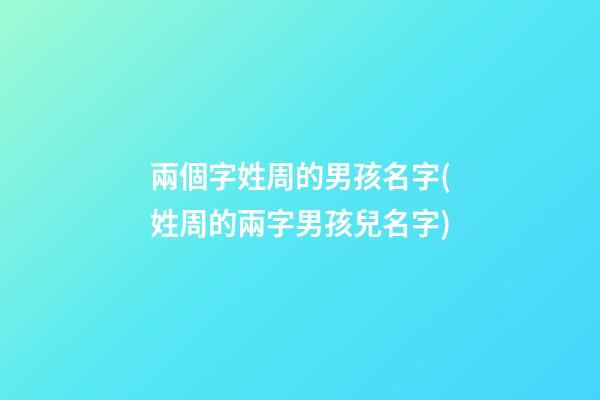 兩個字姓周的男孩名字(姓周的兩字男孩兒名字)