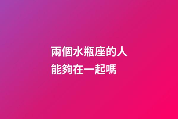 兩個水瓶座的人能夠在一起嗎-第1張-星座運勢-玄機派