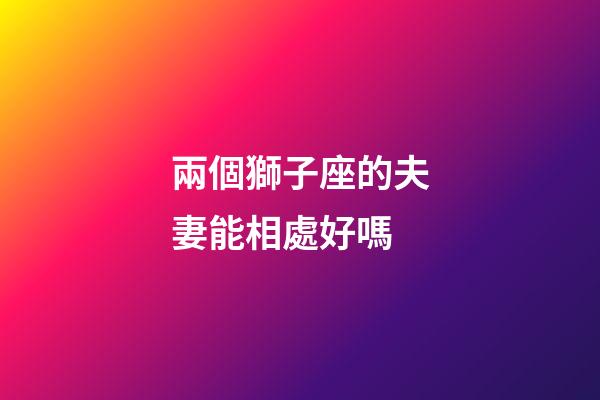 兩個獅子座的夫妻能相處好嗎-第1張-星座運勢-玄機派