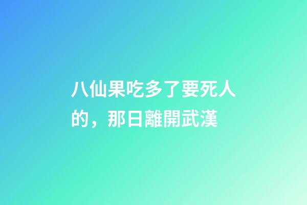 八仙果吃多了要死人的，那日離開武漢-第1張-觀點-玄機派