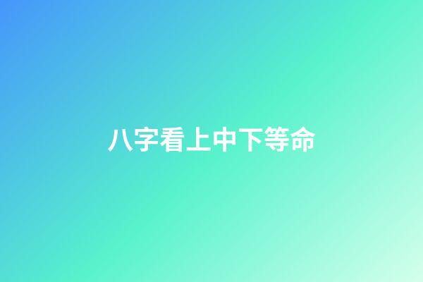 八字看上中下等命