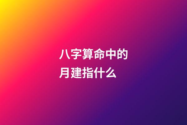 八字算命中的月建指什么