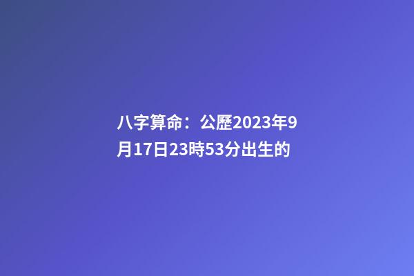 八字算命：公歷2023年9月17日23時53分出生的