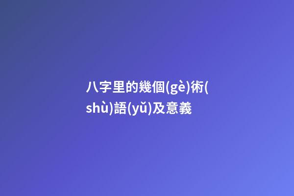 八字里的幾個(gè)術(shù)語(yǔ)及意義