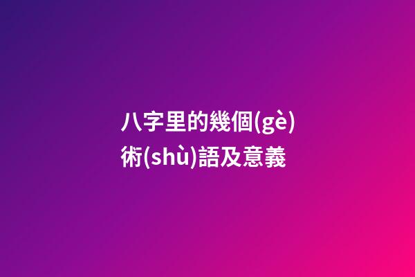 八字里的幾個(gè)術(shù)語及意義