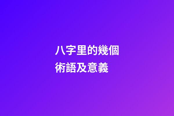 八字里的幾個術語及意義