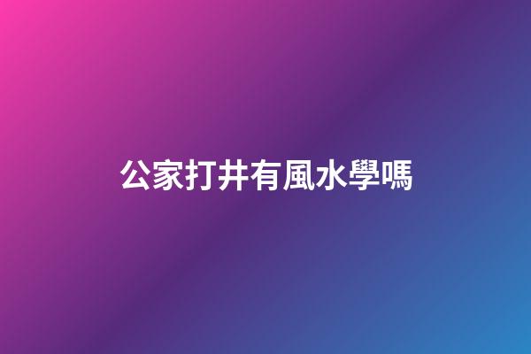 公家打井有風水學嗎