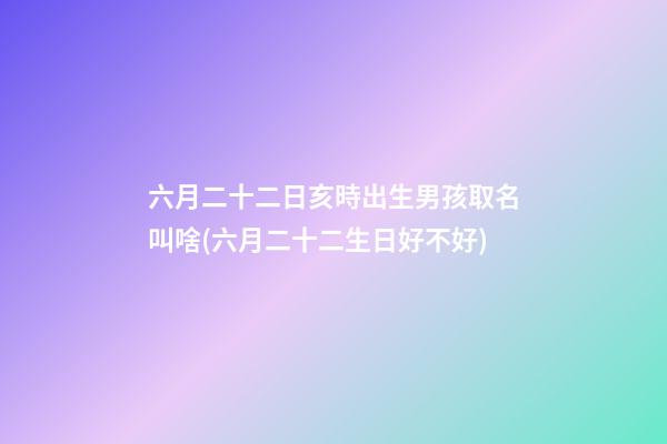 六月二十二日亥時出生男孩取名叫啥(六月二十二生日好不好)