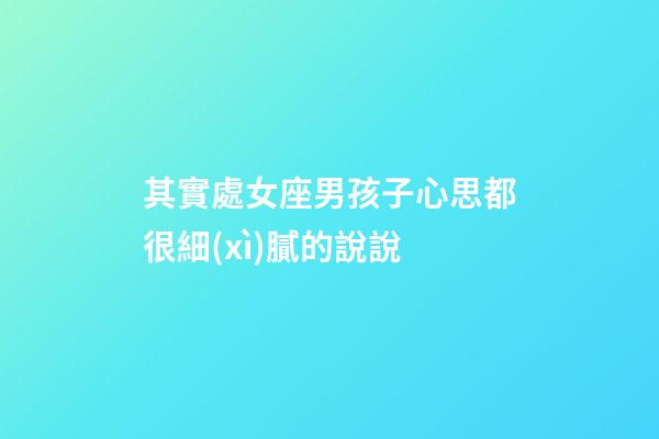 其實處女座男孩子心思都很細(xì)膩的說說-第1張-星座運(yùn)勢-玄機(jī)派