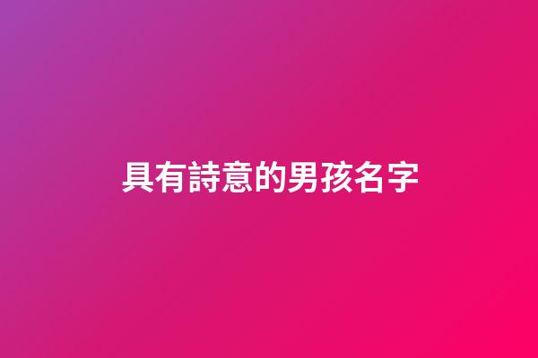 具有詩意的男孩名字(比較有詩意的男孩名字大全)-第1張-男孩起名-玄機派