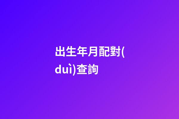 出生年月配對(duì)查詢