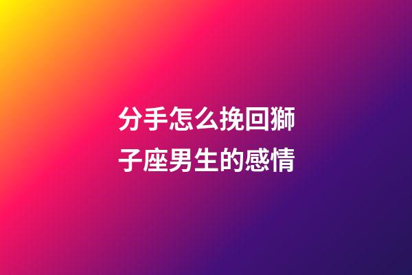 分手怎么挽回獅子座男生的感情-第1張-星座運勢-玄機派