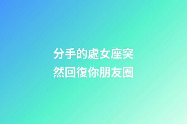 分手的處女座突然回復你朋友圈-第1張-星座運勢-玄機派
