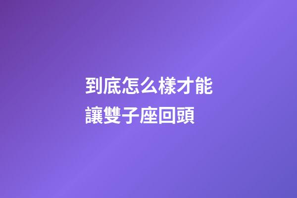 到底怎么樣才能讓雙子座回頭-第1張-星座運勢-玄機派