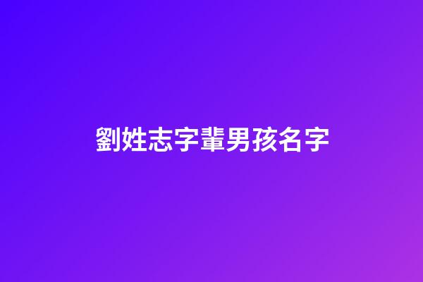 劉姓志字輩男孩名字(劉姓有出息有志氣的男孩名字)-第1張-男孩起名-玄機派
