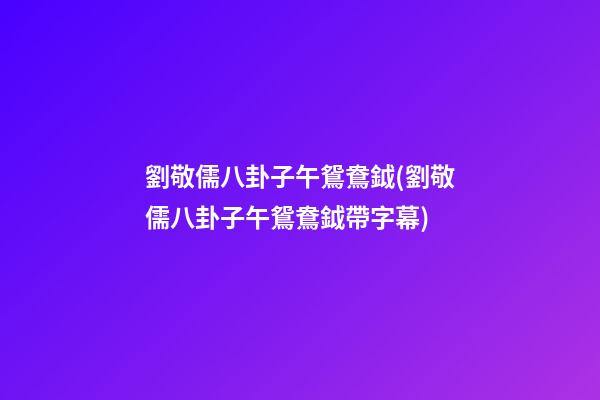 劉敬儒八卦子午鴛鴦鉞(劉敬儒八卦子午鴛鴦鉞帶字幕)