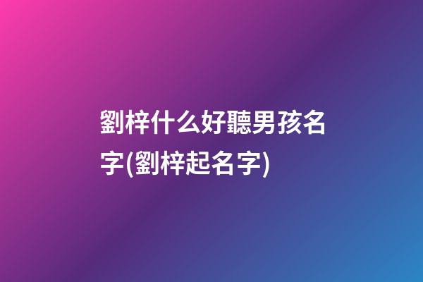 劉梓什么好聽男孩名字(劉梓起名字)