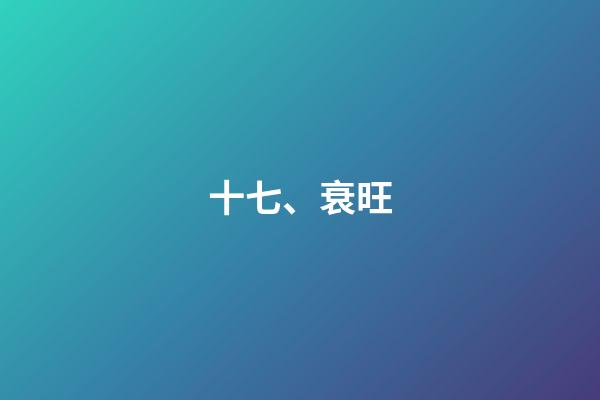十七、衰旺