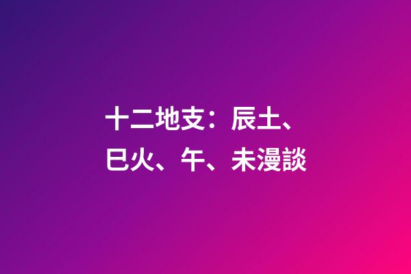 十二地支：辰土、巳火、午、未漫談