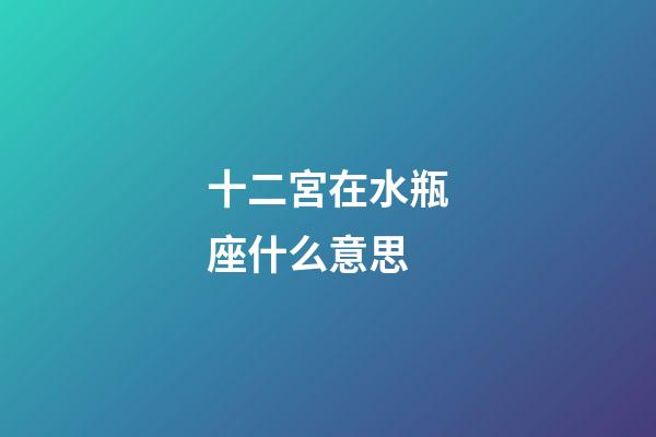 十二宮在水瓶座什么意思-第1張-星座運勢-玄機派