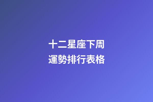 十二星座下周運勢排行表格-第1張-星座運勢-玄機派
