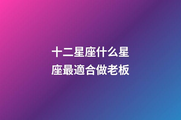 十二星座什么星座最適合做老板-第1張-星座運勢-玄機派