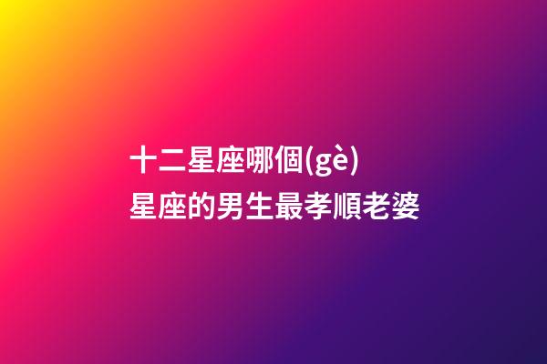 十二星座哪個(gè)星座的男生最孝順老婆-第1張-星座運(yùn)勢(shì)-玄機(jī)派