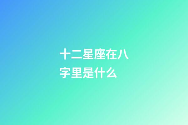 十二星座在八字里是什么