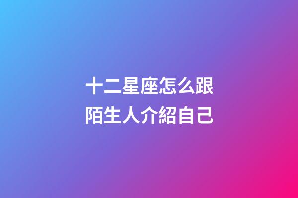 十二星座怎么跟陌生人介紹自己-第1張-星座運勢-玄機派