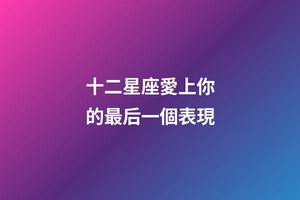 十二星座愛上你的最后一個表現