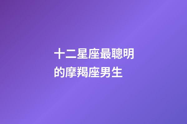十二星座最聰明的摩羯座男生-第1張-星座運勢-玄機派