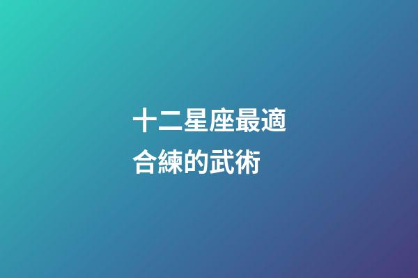 十二星座最適合練的武術