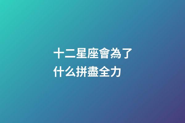 十二星座會為了什么拼盡全力-第1張-星座運勢-玄機派