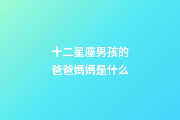 十二星座男孩的爸爸媽媽是什么-第1張-星座運勢-玄機派