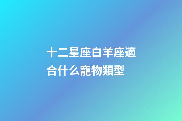 十二星座白羊座適合什么寵物類型-第1張-星座運勢-玄機派