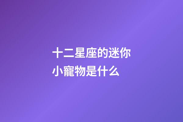 十二星座的迷你小寵物是什么-第1張-星座運勢-玄機派
