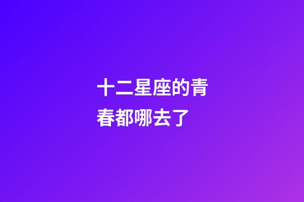 十二星座的青春都哪去了