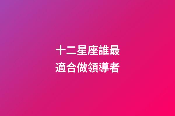 十二星座誰最適合做領導者