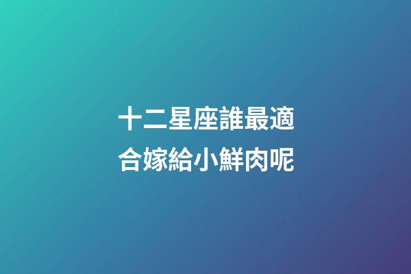 十二星座誰最適合嫁給小鮮肉呢-第1張-星座運勢-玄機派