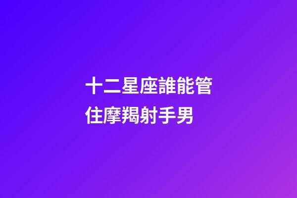 十二星座誰能管住摩羯射手男-第1張-星座運勢-玄機派